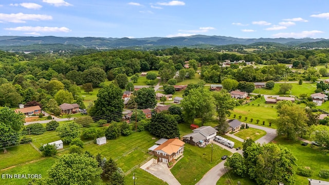 bird's eye view with a mountain view