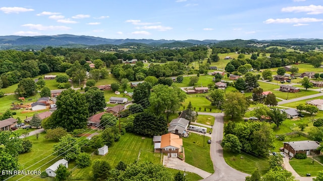 drone / aerial view with a mountain view