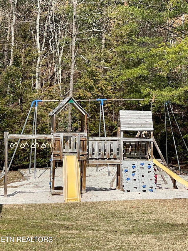 view of community with a playground