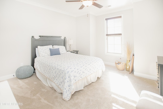 275 Hummingbird Dr, Vonore, TN 37885 - carpeted bedroom featuring ceiling fan, crown molding, and baseboards