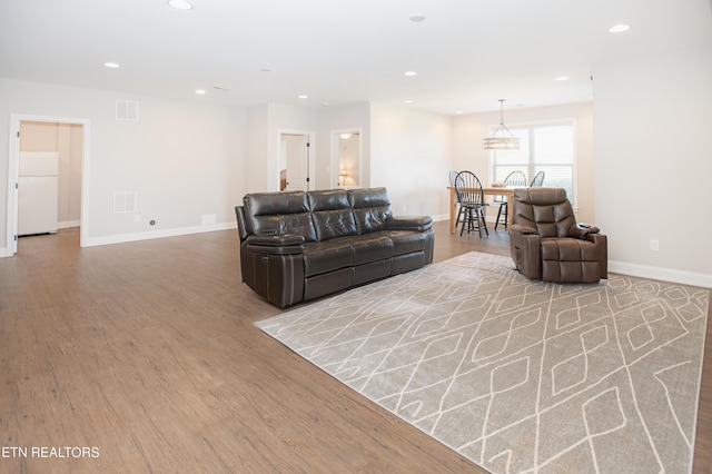 275 Hummingbird Dr, Vonore, TN 37885 - living area with recessed lighting, wood finished floors, visible vents, and baseboards