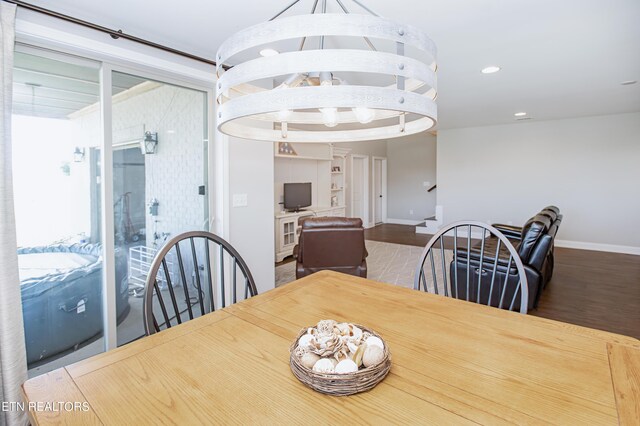 dining room with dark wood-type flooring