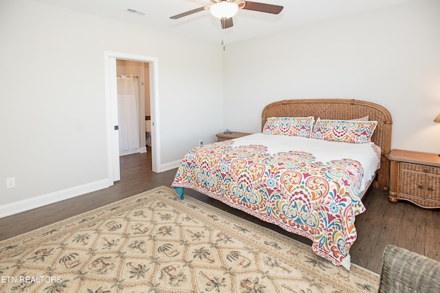 275 Hummingbird Dr, Vonore, TN 37885 - bedroom with ceiling fan, visible vents, baseboards, and wood finished floors