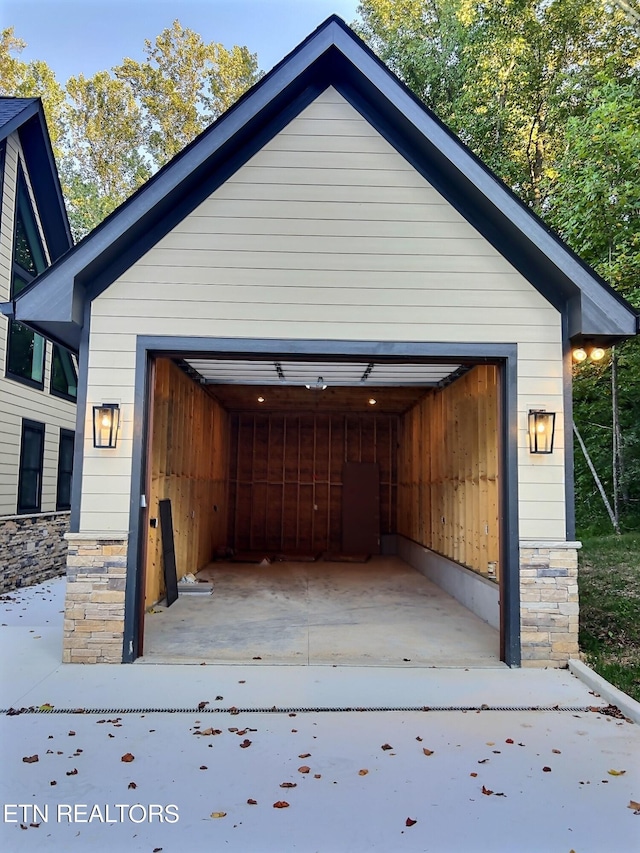 view of garage