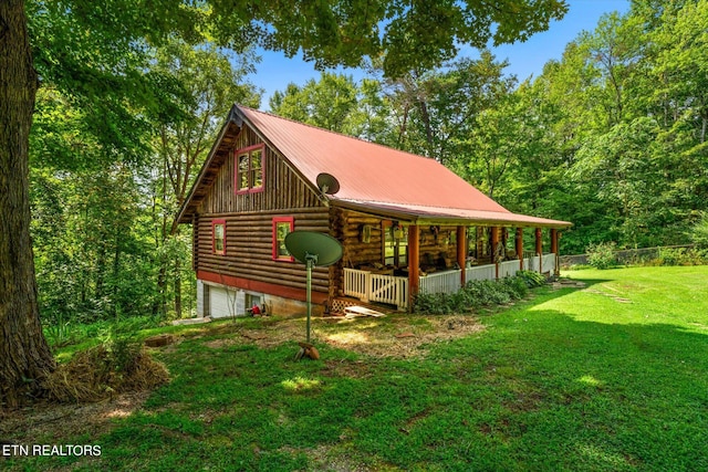 view of home's exterior with a lawn