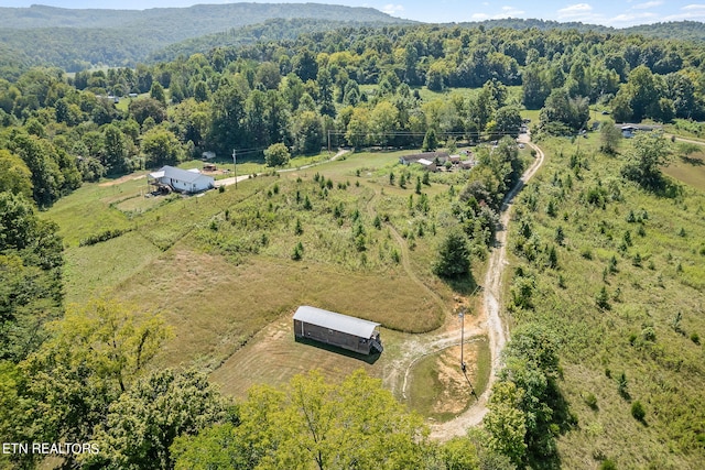 birds eye view of property featuring a rural view