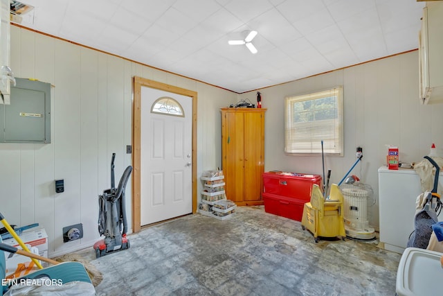 interior space featuring washer / clothes dryer and electric panel