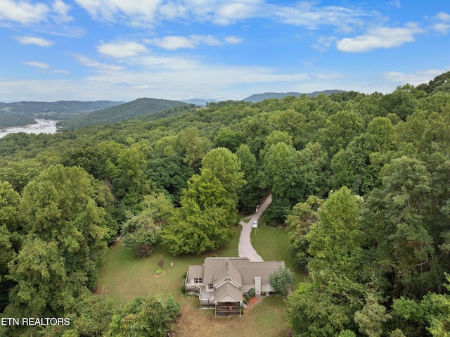 bird's eye view with a mountain view