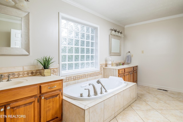 full bathroom featuring a sink and ornamental molding