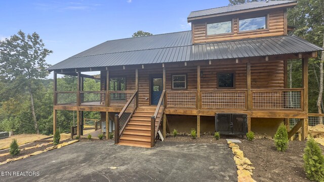 view of log home