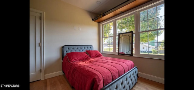 bedroom with hardwood / wood-style floors