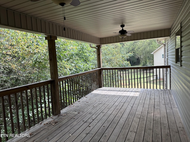 deck featuring a ceiling fan