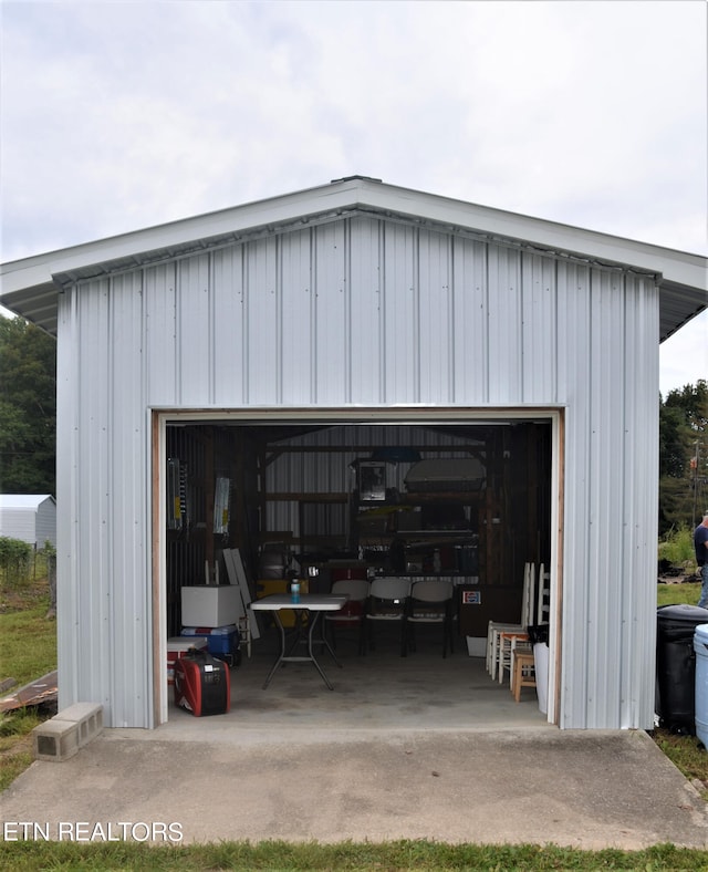 view of garage