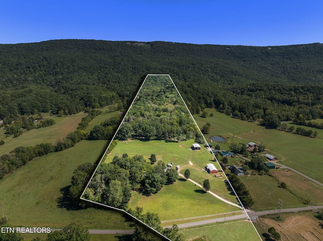 bird's eye view featuring a rural view