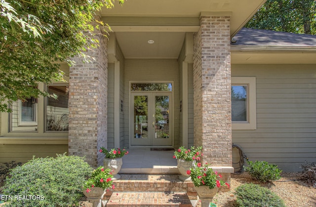 108 Waynoka Ln, Loudon, TN 37774 - entrance to property with brick siding, a shingled roof, and french doors