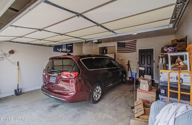 garage with a garage door opener