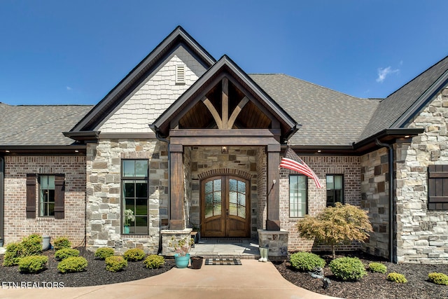 doorway to property with french doors