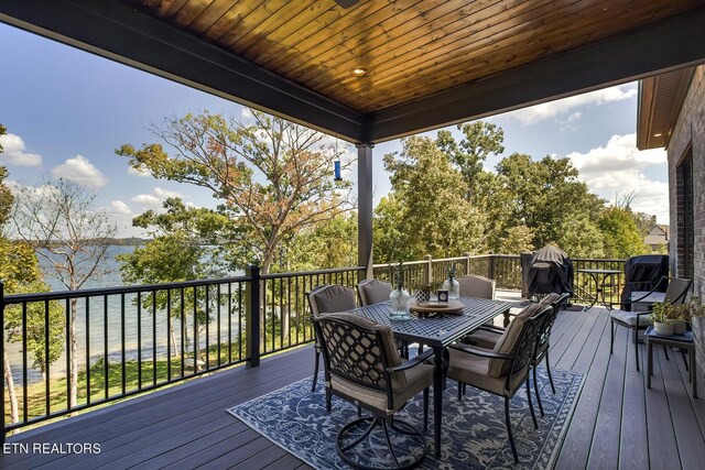 deck with a water view