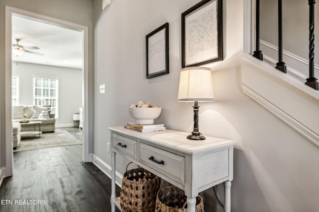 corridor featuring dark hardwood / wood-style flooring