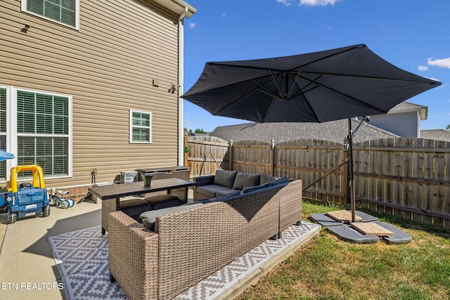 view of patio with an outdoor hangout area