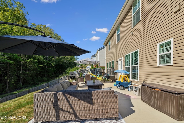 view of patio / terrace featuring outdoor lounge area