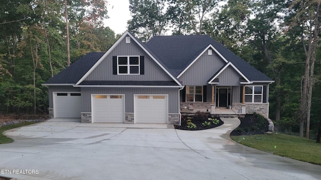 craftsman inspired home featuring a garage