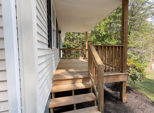 deck featuring covered porch