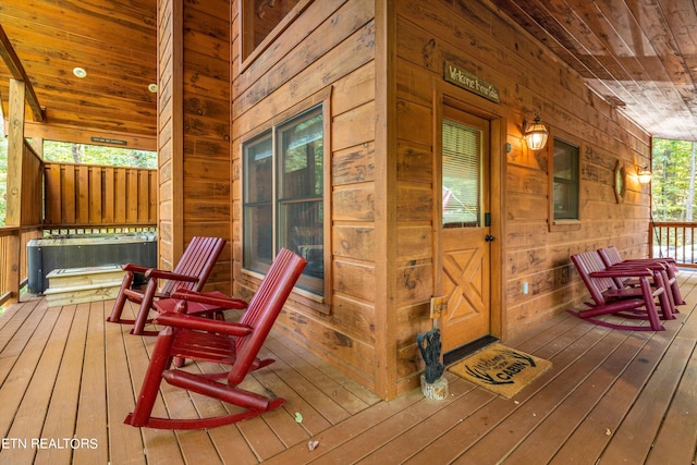 deck featuring covered porch