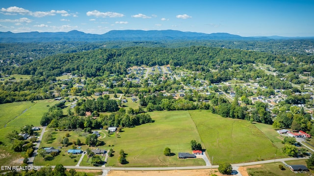 bird's eye view with a mountain view