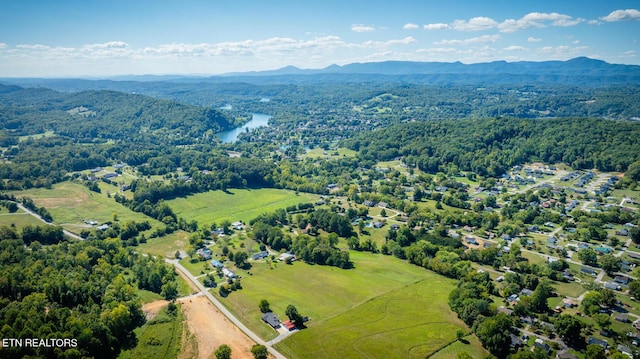 birds eye view of property with a water view and a view of trees