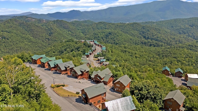 drone / aerial view with a mountain view