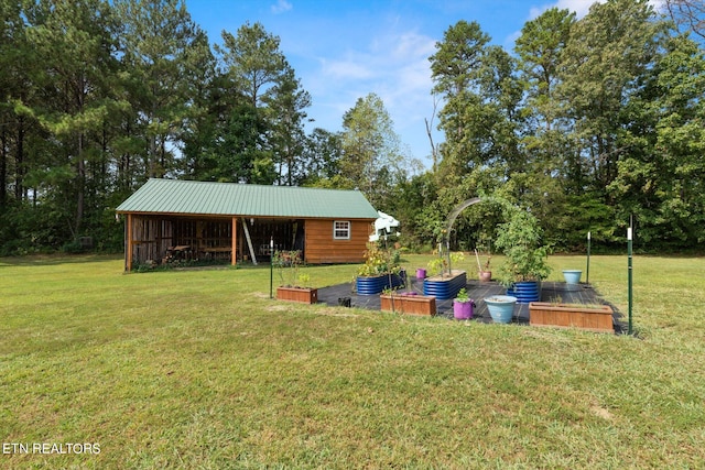 exterior space with an outbuilding