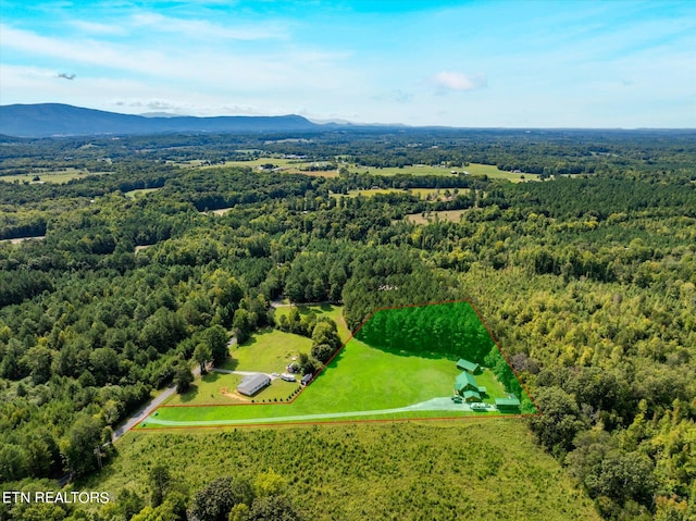 birds eye view of property with a mountain view