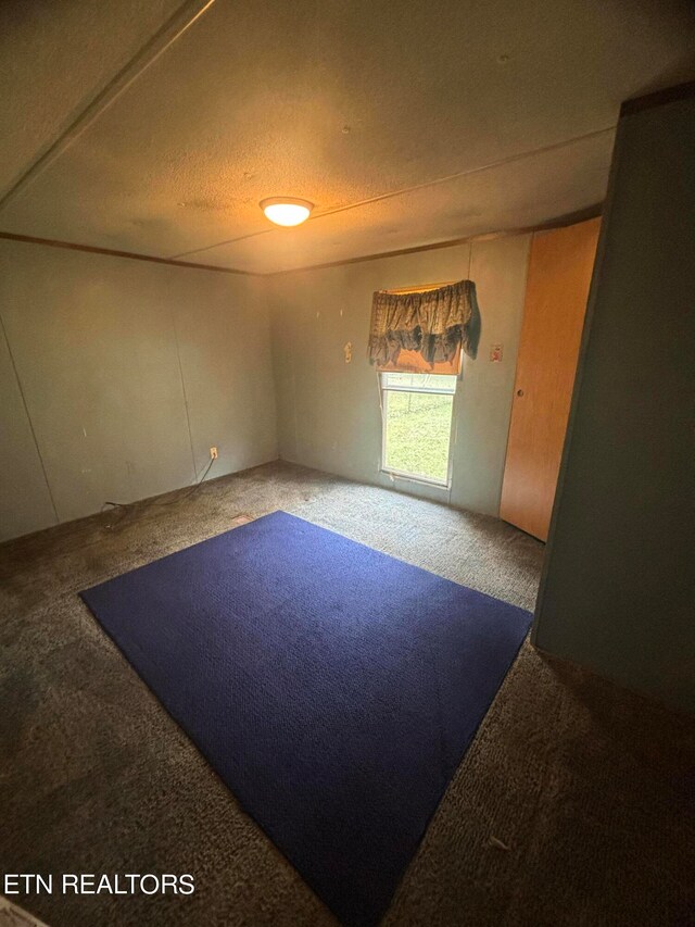 carpeted spare room featuring a textured ceiling