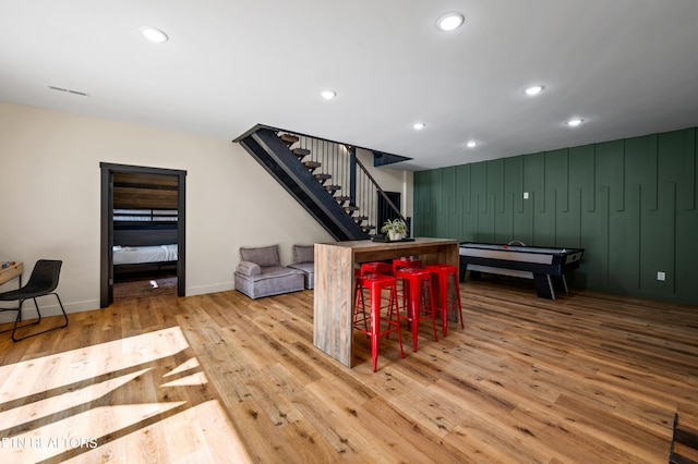 interior space with light hardwood / wood-style floors