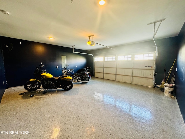 garage with a garage door opener