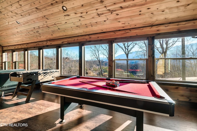 game room featuring plenty of natural light and wood-type flooring