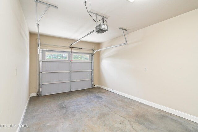 garage with a garage door opener