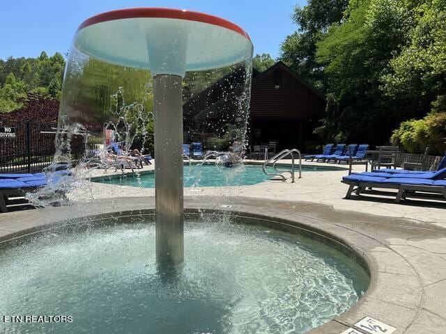 view of swimming pool with a patio area