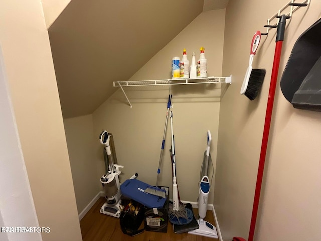 washroom with hardwood / wood-style flooring