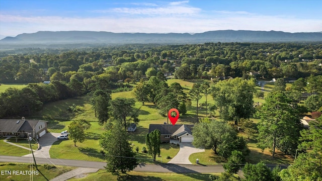 drone / aerial view with a mountain view