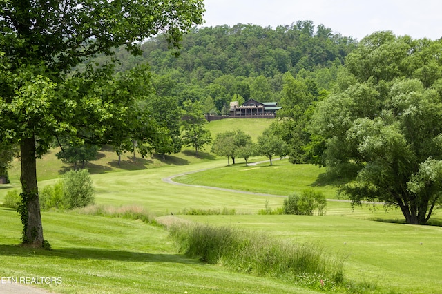 view of property's community featuring a lawn