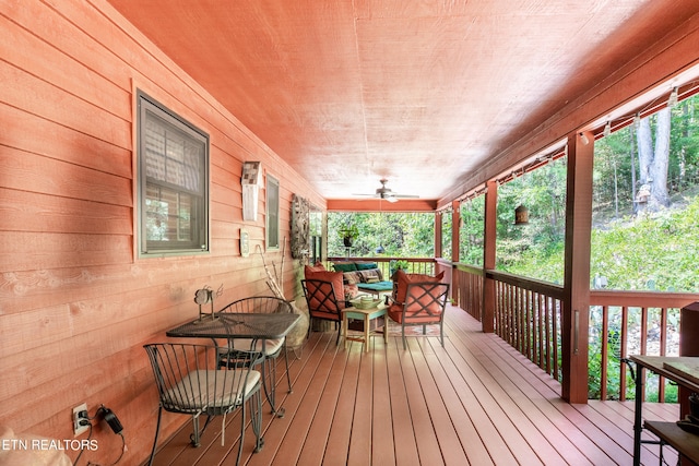 wooden deck featuring a porch