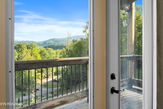 balcony with a mountain view