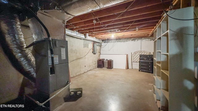 basement with electric panel