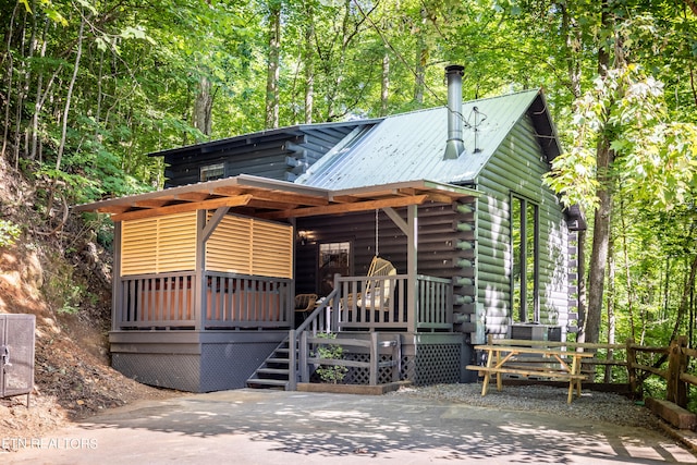 view of log home