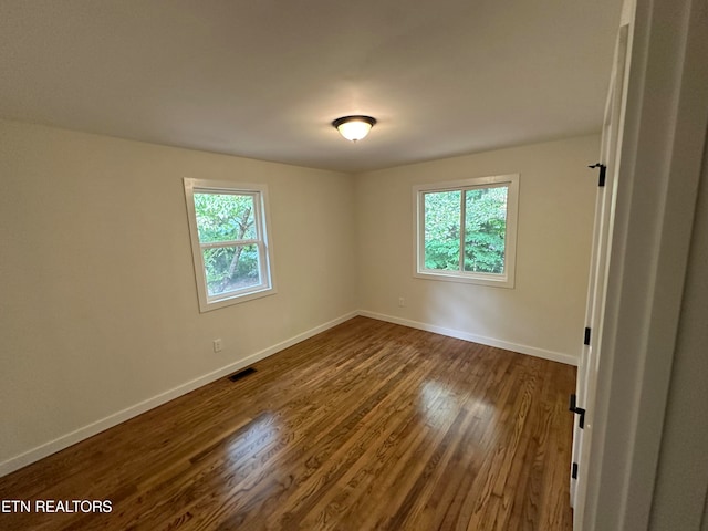 spare room featuring wood-type flooring