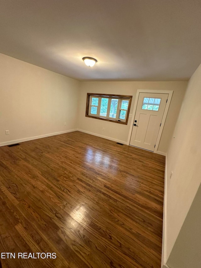 foyer entrance featuring dark wood-type flooring