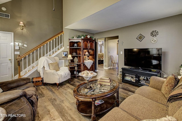 living room featuring wood-type flooring