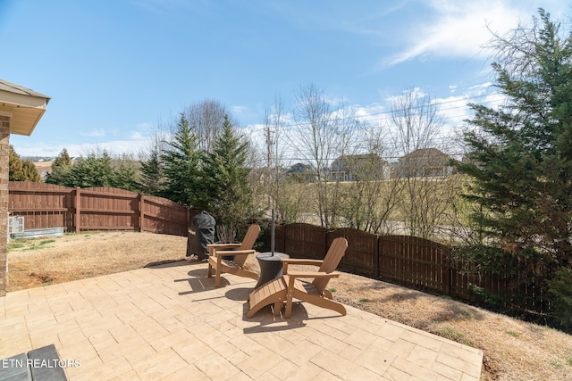 view of patio featuring a fenced backyard